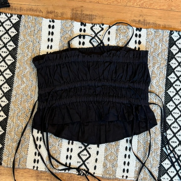 Free People Gabby Black Pleated Side Tie Tube Top NWOT Size S Convertible - Picture 9 of 9